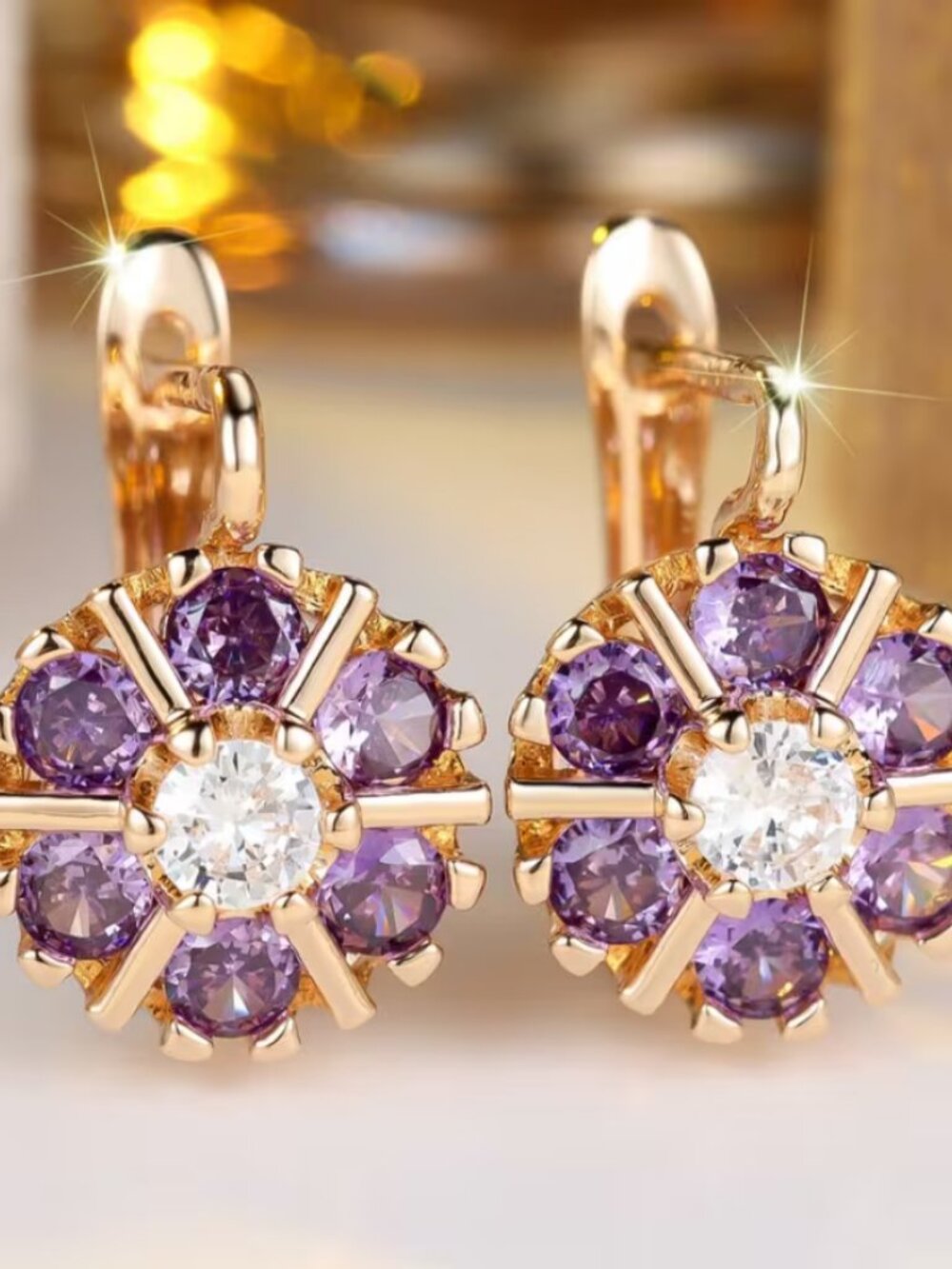 14K Gold Womens 2ct Purple Amethyst 1ct Diamond Drop Earrings 14K Silver Jewelry